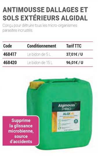 antimousse dallages et sols extérieurs algidal