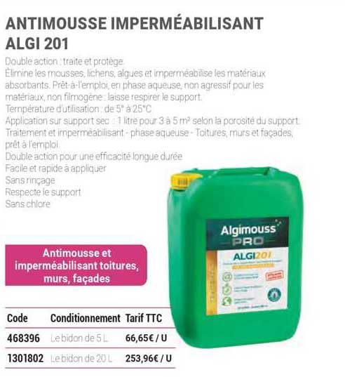 antimousse imperméabilisant algi 201