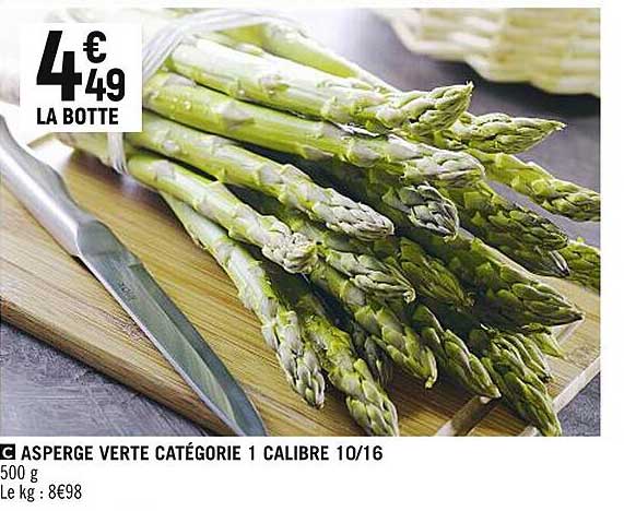 asperge verte catégorie 1 calibre 10/16