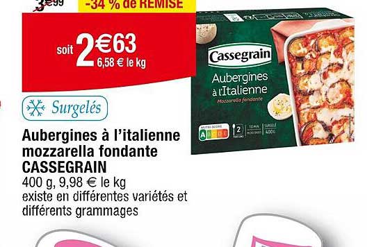 aubergines à l'italienne mozzarella fondante cassegrain