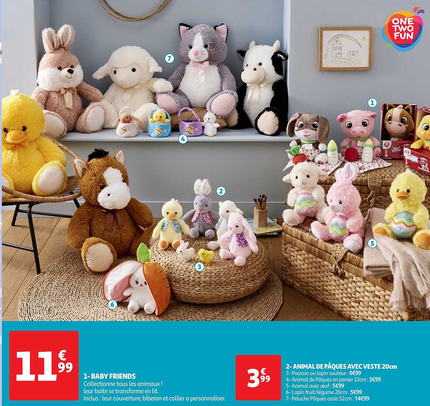 baby friends, animal de pâques avec veste 20 cm one two fun