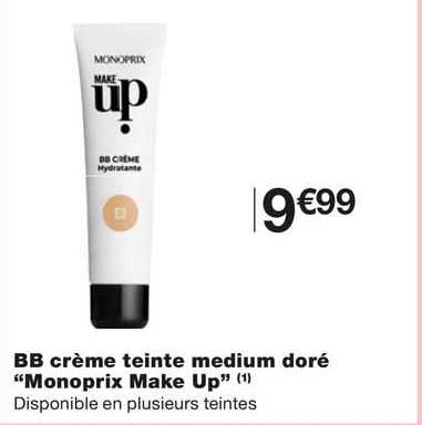bb crème teinte medium doré "monoprix make up"