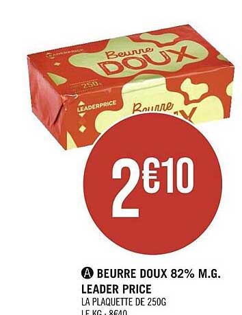 beurre doux 82% mat. gr. leader price