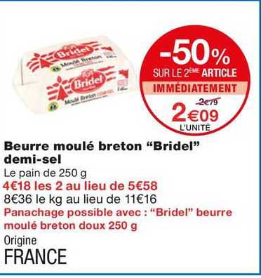 beurre moulé breton "bridel" demi-sel