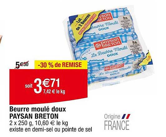 beurre moulé doux paysan breton