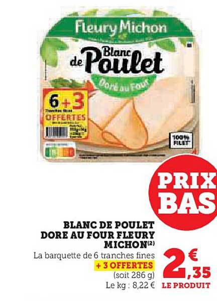 blanc de poulet doré au four fleury michon