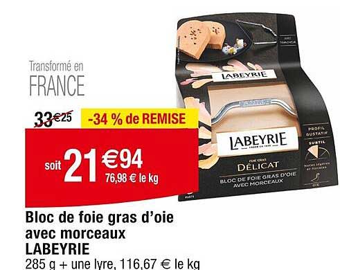 bloc de foie gras d'oie avec morceaux labeyrie