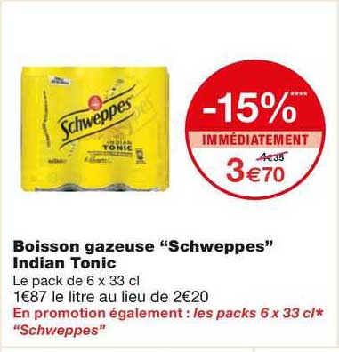 boisson gazeuse "schweppes" indian tonic