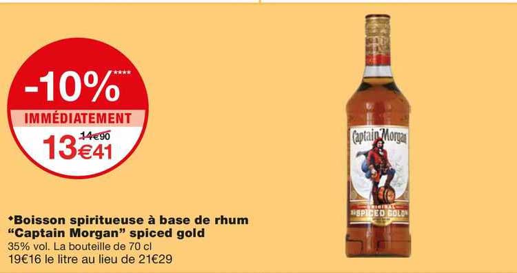 boisson spiritueuse à base de rhum "captain morgan" spiced gold