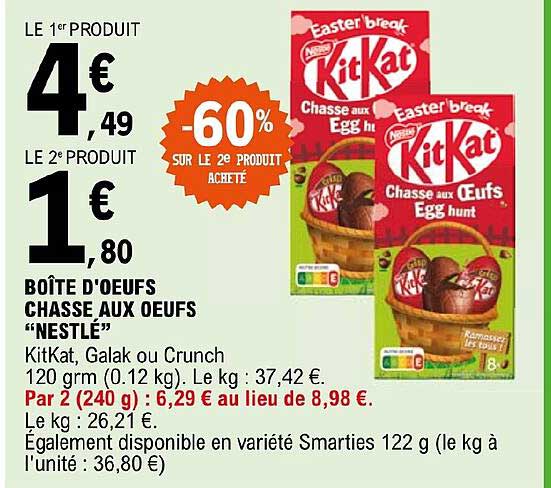 boîte d'œufs chasse aux œufs "nestlé"