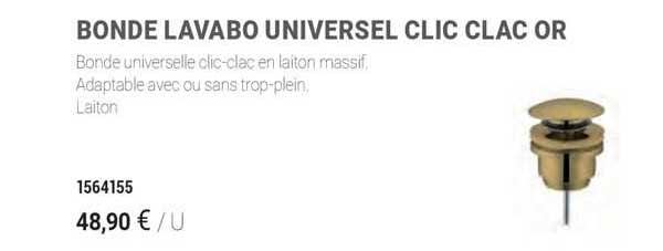 bonde lavabo universel clic clac or