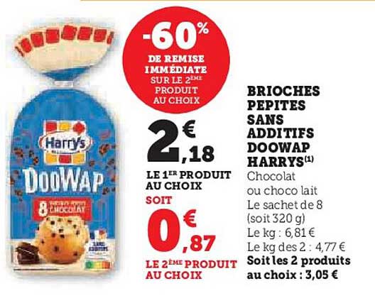 Brioche  Pépites Sans Additifs Doowap Harrys