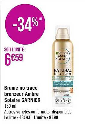 brume no trace bronzeur ambre solaire garnier