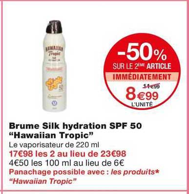 brume silk hydration spf 50 "hawaiian tropic"