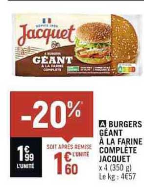 Burgers Géant à La Farine Complète Jacquet