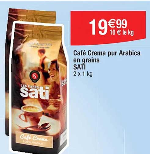 café crema pur arabica en grains sati