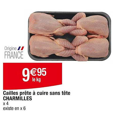 cailles prête à cuire sans tête charmilles