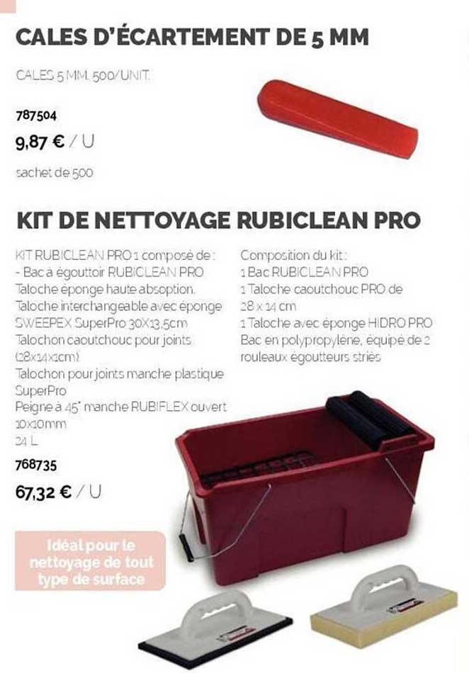 cales d'écartement de 5 mm, kit de nettoyage rubiclean pro