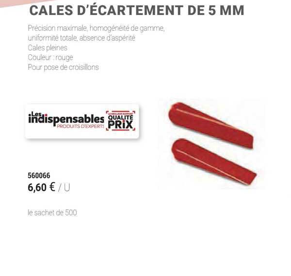 cales d'écartement de 5 mm