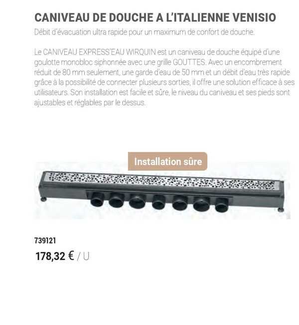 caniveau de douche à l'italienne venisio