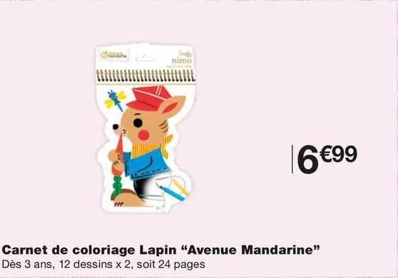 carnet de coloriage lapin "avenue mandarine"