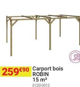 Carport Bois Robin 15 M2