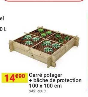 Carré Potager + Bâche De Protection 100 X 100 Cm