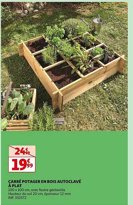 Carré Potager En Bois Autoclavé à Plat