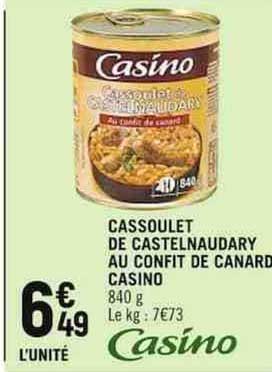 Cassoulet De Castelnaudary Au Confit De Canard Casino