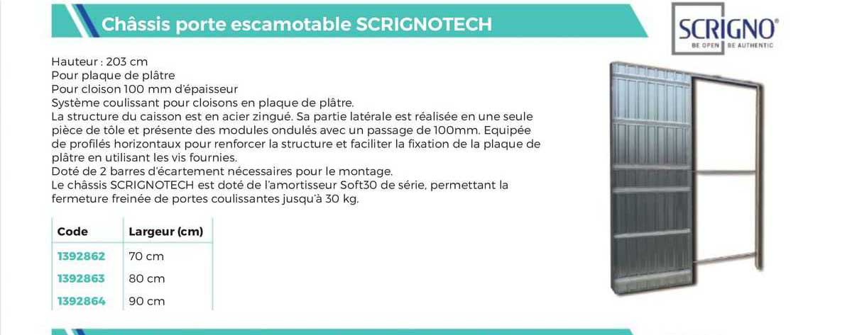 châssis porte escamotable scrignotech scrigno