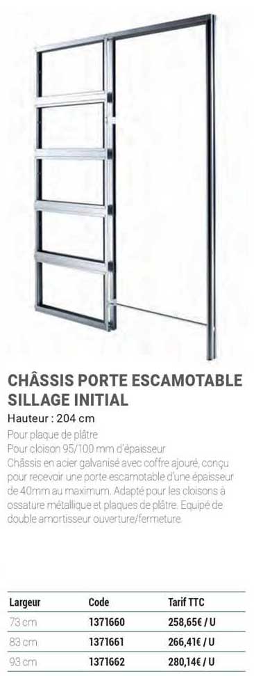 châssis porte escamotable sillage initial