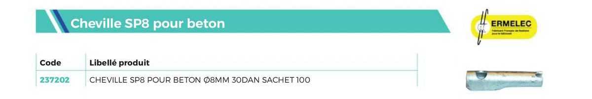 cheville sp8 pour beton ermelec