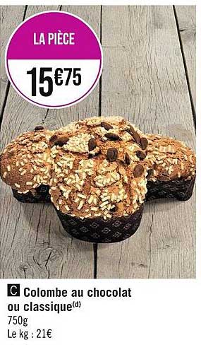 colombe au chocolat ou classique