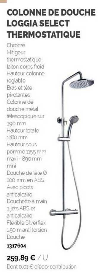 colonne de douche loggia select thermostatique