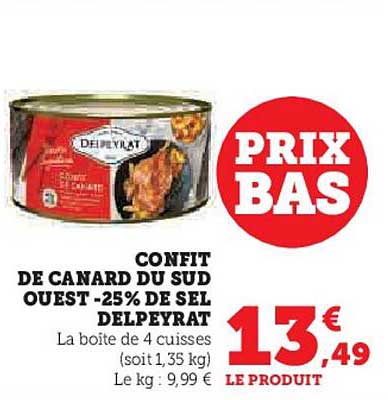 confit de canard du sud ouest-25% de sel delpeyrat
