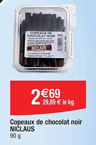 copeaux de chocolat noir niclaus