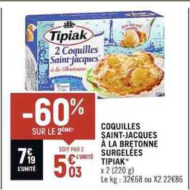 coquilles saint-jacques à la bretonne surgelées tipiak