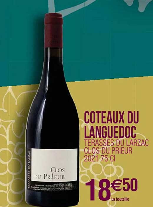côteaux du languedoc terrasses du larzac clos du prieur 2021 75 cl