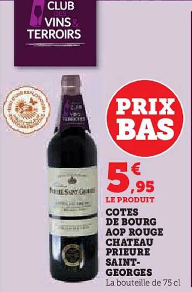 côtes de bourg aop rouge château prieure saint-georges