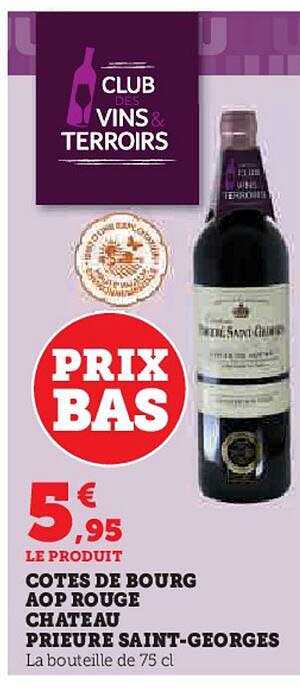 côtes de bourg aop rouge château prieuré saint-gorges