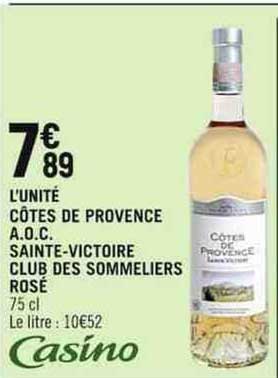 côtes de provence a.o.c. sainte-victoire club des sommeliers rosé