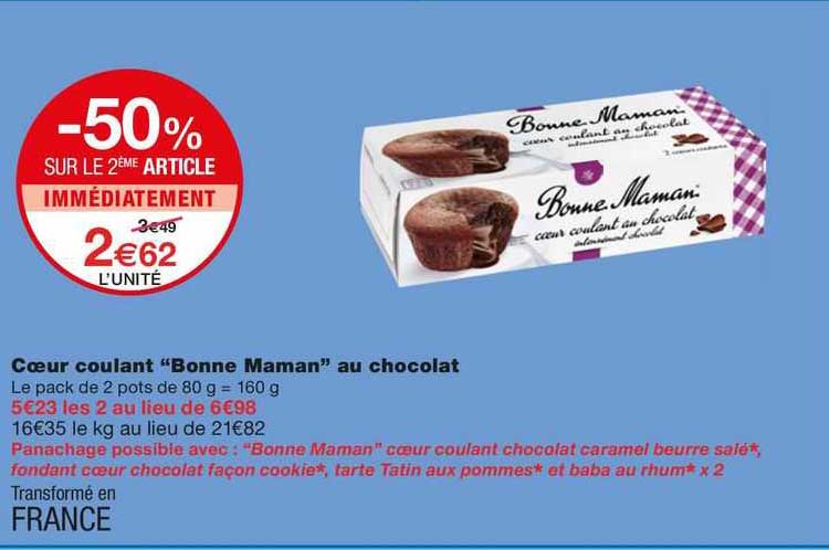 cœur coulant "bonne maman" au chocolat