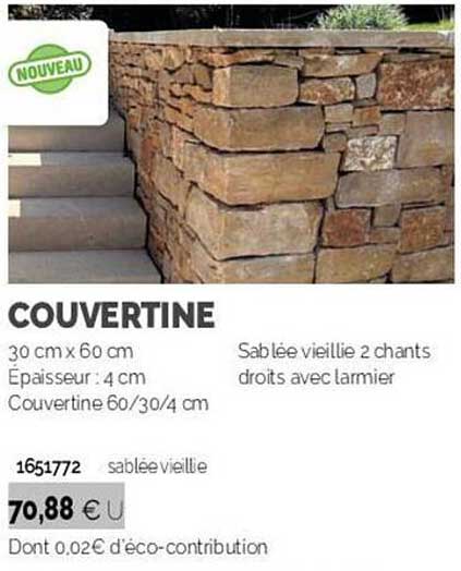 couvertine 30 cm x 60 cm