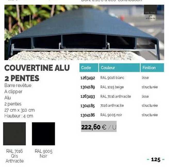 couvertine alu 2 pentes