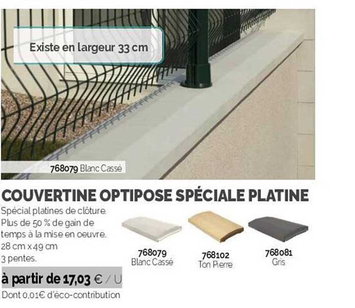 couvertine optipose spéciale platine