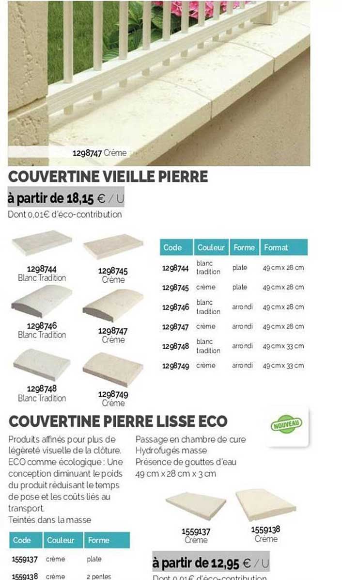 couvertine vieille pierre, couvertine pierre lisse éco