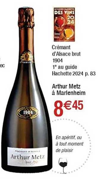 crémant d'alsace brut 1904 arthur metz à marlenheim
