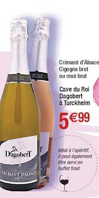 crémant d'alsace cigogne brut ou rosé brut cave du roi dagobert à turckheim