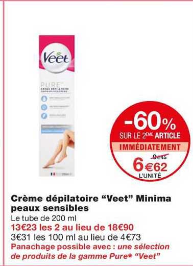 Crème Dépilatoire "veet" Minima Peaux Sensibles