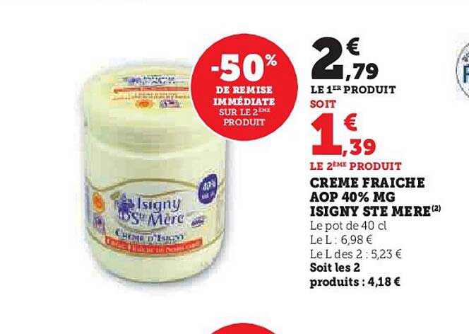 creme fraiche aop% mg isigny ste mere